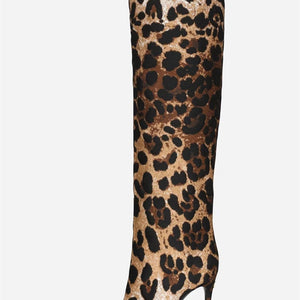 Women's Fashion Pointed Stiletto Heel Leopard Print Boots