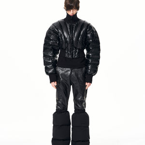 Mens Warm Stand-Up Collar Duck Down Puffer Jacket With Batwing Sleeves