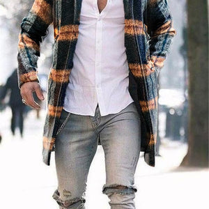 Men's Woolen Stand Collar Mid-length Trench Coat