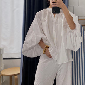 Retro French Ins Temperament Lantern Sleeve Shirt