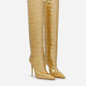 Women's Fashion Pointed Stiletto Heel Leopard Print Boots
