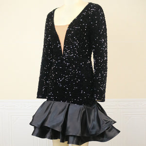 See-through Deep V-neck Sequins Dress Banquet Ball Party Short Dress