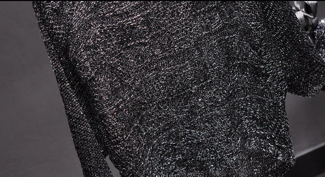 Loose Plus Size Gold Thread Sequined Sweater Long Sleeve