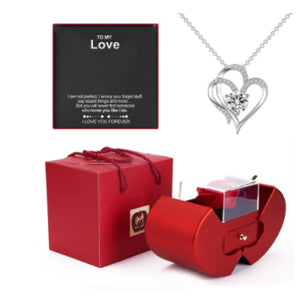 Fashion Jewelry Box Red Apple Christmas Gift Necklace Eternal Rose