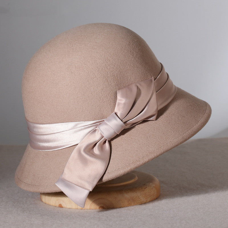 Japanese Black Retro Easy Matching Wool Warm Bucket Hat
