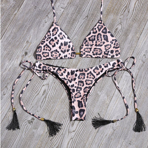 Ladies Swimsuit Colorblock Print Bikini Swimsuit