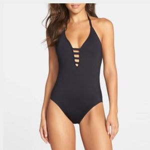 One Piece Swimsuit Women Swimwear Bandage Vintage Beach Wear Solid Bathing Suit Monokini Retro Swimsuit Plus Size Swim Suit