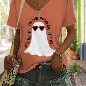 Fashion V-neck Plain Color Sleeve Rhinestone Casual Top