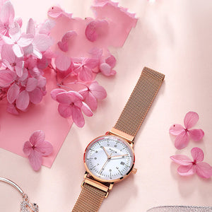 Flyke Fashion Simple Waterproof Watch Women's Ultra-thin Japanese Movement Calendar Women's Quartz Watch Foreign Trade Amazon
