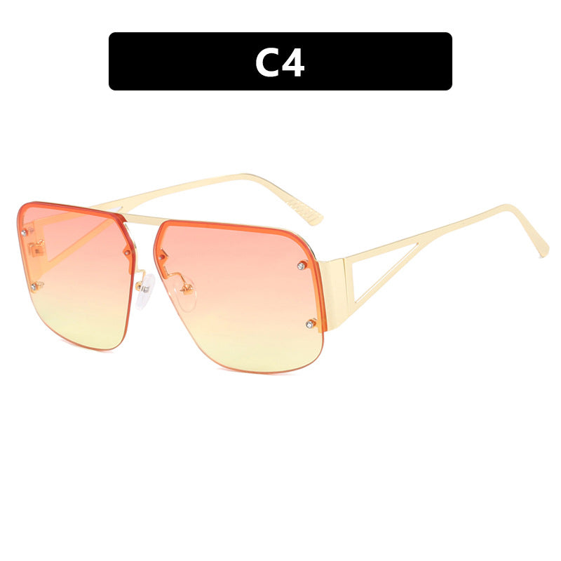 Fashion Retro Semi-rimless Square Sunglasses