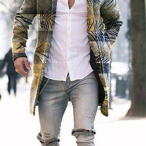 Men's Woolen Stand Collar Mid-length Trench Coat