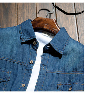 Spring And Autumn Long Sleeve Denim Shirt Jacket Slim Korean Style Men's Thin