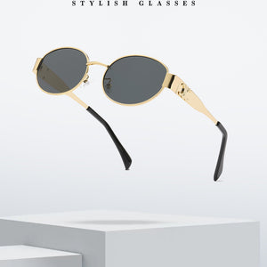 Sunglasses Punk Style Retro Glasses Oval Metal Sunglasses