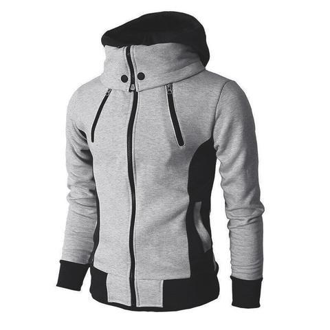 Men's Zip UP Hooded Jacket Two Piece Sports Cardigan Casual Slim Sweatshirt Jacket