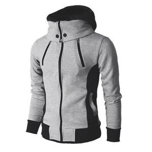 Men's Zip UP Hooded Jacket Two Piece Sports Cardigan Casual Slim Sweatshirt Jacket