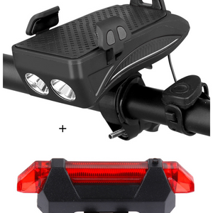 Motorcycle Bicycle Phone Holder Support Charging For Cell Phone With Bike Bell Power Bank Bicycle Front Lamp Flashlight