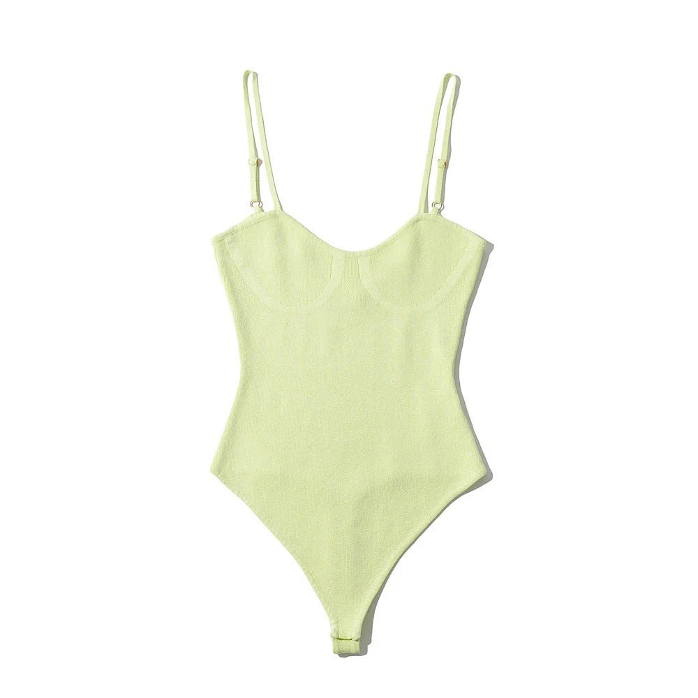 Sexy Round Neck Elastic Skinny Knit Jumpsuit Suspender