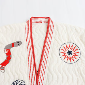 European And American Style Fashion Temperament V-neck Long Sleeve Embroidery Tie-neck Short Coat