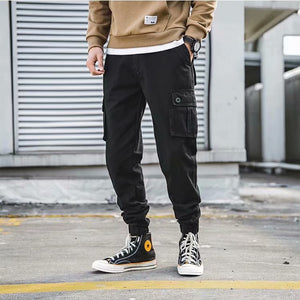 Overalls Men's American-style Retro Casual Loose Cropped Pants Multi-pocket Ankle Banded