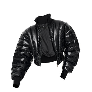 Mens Warm Stand-Up Collar Duck Down Puffer Jacket With Batwing Sleeves