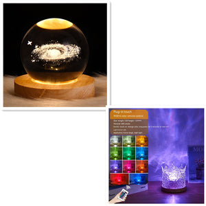 LED Water Ripple Ambient Night Light USB Rotating Projection Table Lamp