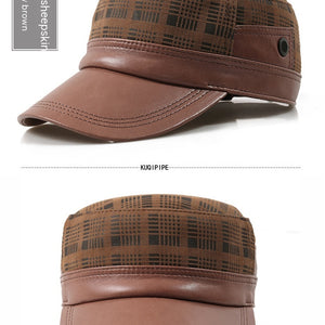 Flat-top Men's Sheepskin Newsboy Cap
