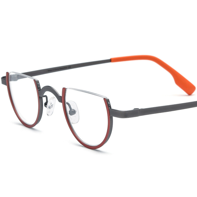 Color Matching Pure Titanium Fashion Plain Glasses Square Semicircle Glasses Frame