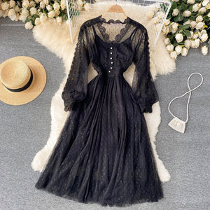 Women's Fashion Mesh Midi Dress