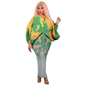 V-neck Batwing Sleeve Printing Dress