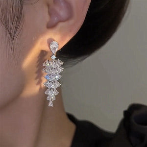 Sparkling Zircon Christmas Tree Drop Earrings For Women Trendy