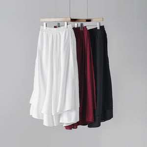 Artistic Retro Pure Color All-matching Comfortable Fairy Cropped Pants