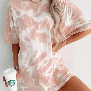 Tie-dye Sun Printed Loose T-shirt Women's Top