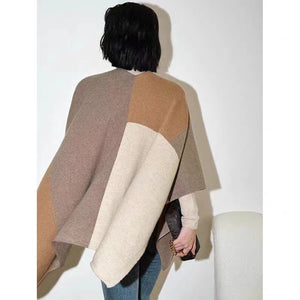 Cashmere Color Matching Talma Shoulder And Neck Protection All-match Inlaid Cashmere