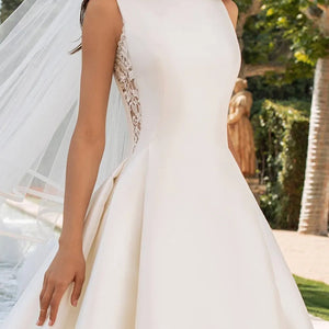 French Retro Lace Advanced Texture Satin Slim Bridal Simple Elegant Trailing Wedding Dress