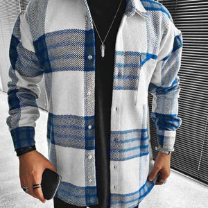 Men's Shirt Plaid Pocket Long Sleeve Shirt