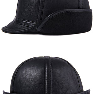 Casual Leather Men's Winter Sheepskin Velvet Thermal Outdoor Hat