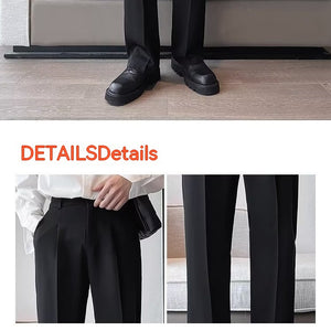 Men's Solid Color Anti-wrinkle Loose Wide-leg Suit Pants