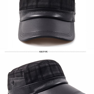 Flat-top Men's Sheepskin Newsboy Cap