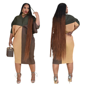 V-neck Batwing Sleeve Printing Dress
