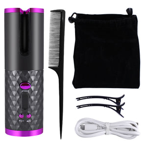 Rechargeable Automatic Hair Curler Women Portable Hair Curling Iron LCD Display Ceramic Curly Rotating Curling Wave Styer