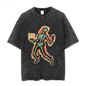 Retro Washed Distressed Loose Casual Heavy Cotton Short Sleeve