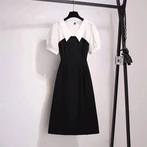 Women's Clothing Plus Size Fat Sister French Sense False Two-piece Suit Dress