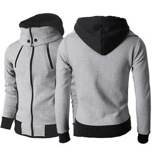 Men's Zip UP Hooded Jacket Two Piece Sports Cardigan Casual Slim Sweatshirt Jacket