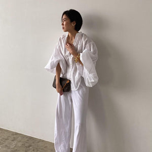 Retro French Ins Temperament Lantern Sleeve Shirt