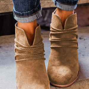 Mid Heel Boots Women's Chunky Heel Martin Boots