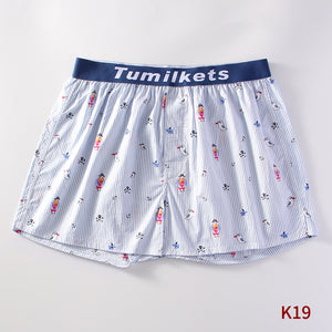 Men's Printed Boxer Shorts Loose Shorts Home Boxer Briefs Cotton