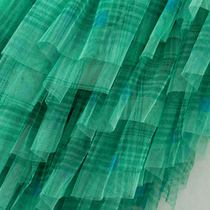 Elastic Waist Asymmetric Layer Gauze Skirt Front Short Back Long Fishtail Skirt