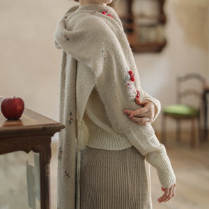 Face Art Handmade Embroidered 3D Hooked Lamb Hair Soft And Versatile French Scarf