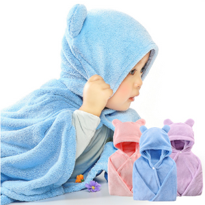 Cotton baby care hooded bath towel