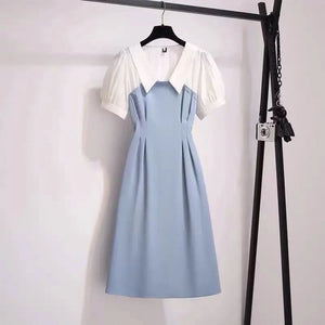 Women's Clothing Plus Size Fat Sister French Sense False Two-piece Suit Dress